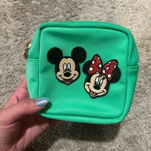 mini green minnie and mickey disney stoney clover pouch